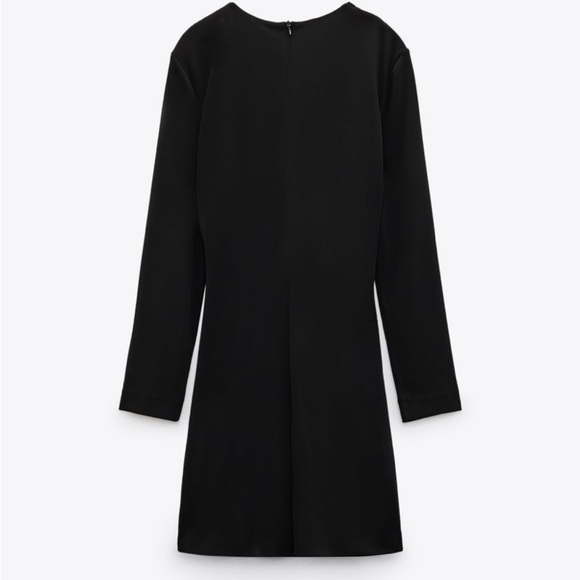 ZARA TIED RUCHED DRESS BLACK SIZE XS NWT - Picture 5 of 6